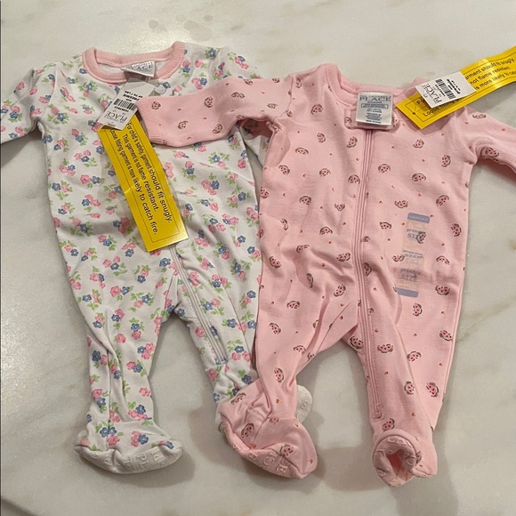 Newborn/Preemie Floral and Pink Watermelon One Piece Set of 2 - Picture 4 of 4